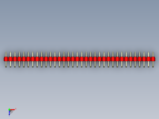 彩色公排针 100mil 2.54mm 系列-DS1022_red_34p_100mil_TypeU_rev1.0俯视缩略图