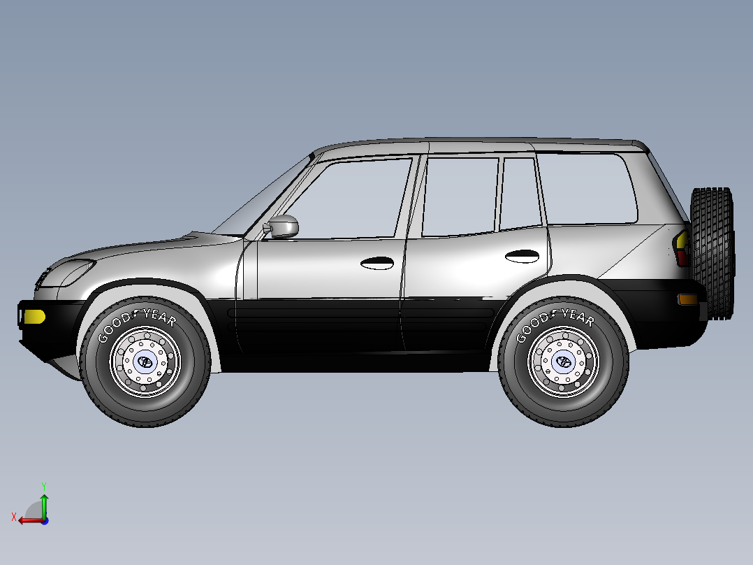 本田Toyota rav4休闲越野车模型3D图纸 SolidWorks2014设计后视图