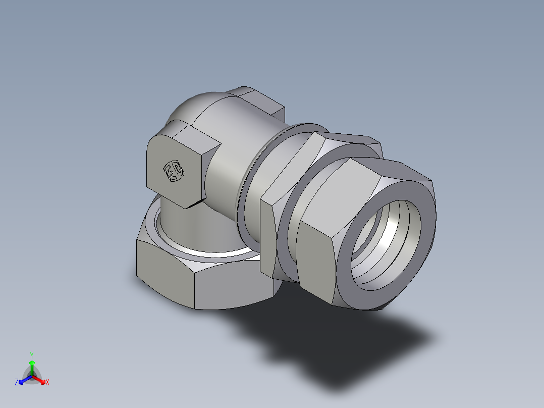 卡套式工业通用硬管接头EO_Bulkhead_elbow_WSV42L71正等轴测图