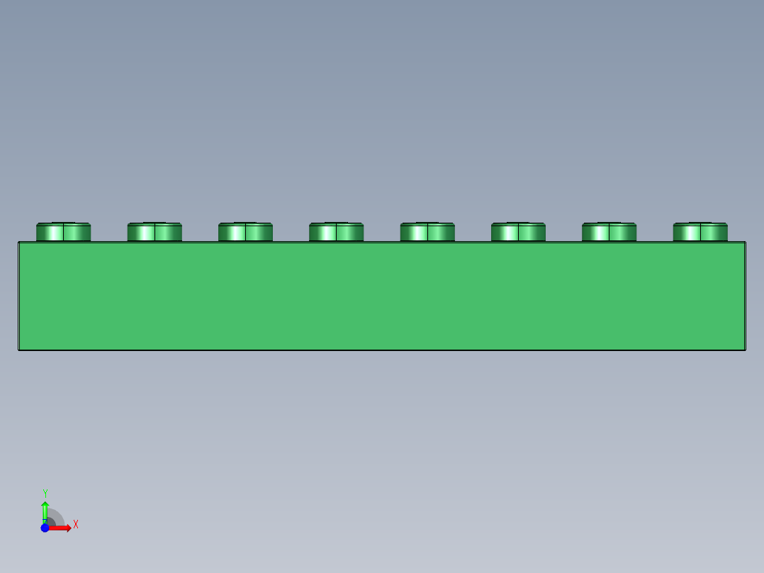 乐高套装 4421基本积木-4143953 - 3008 Dark Green Brick 1 x 8.STEP前视图