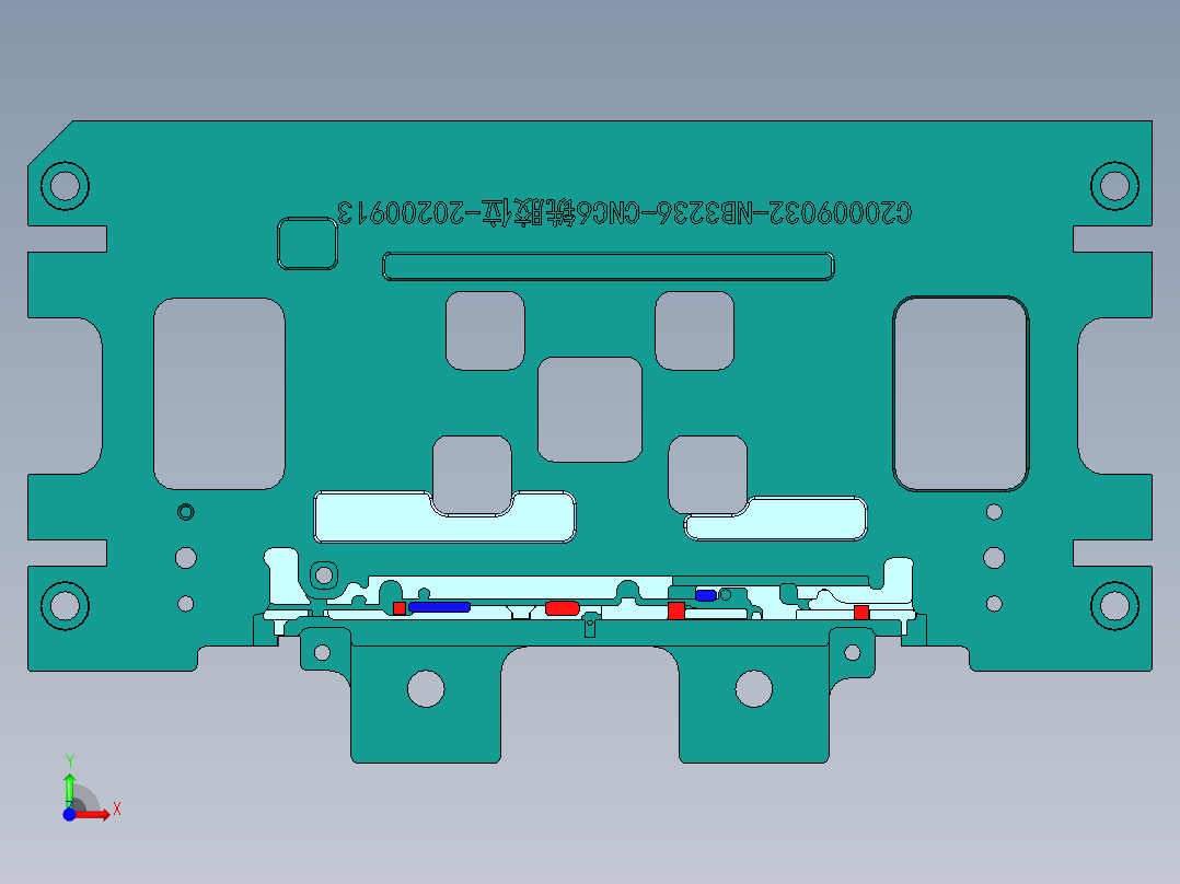 一款安卓平板外壳铣天侧天线槽程序模型前视图