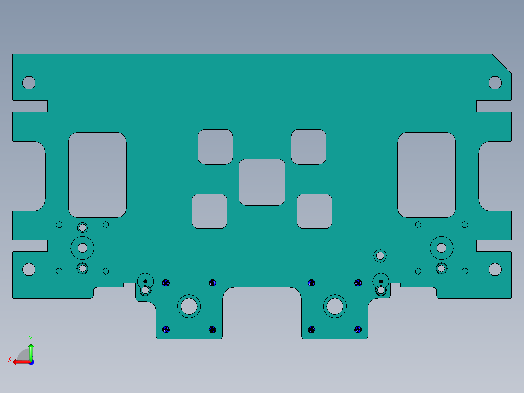 一款安卓平板外壳铣天侧天线槽程序模型后视图