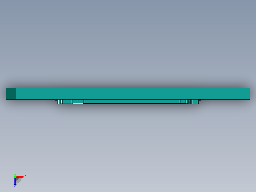 一款安卓平板外壳铣天侧天线槽程序模型俯视图