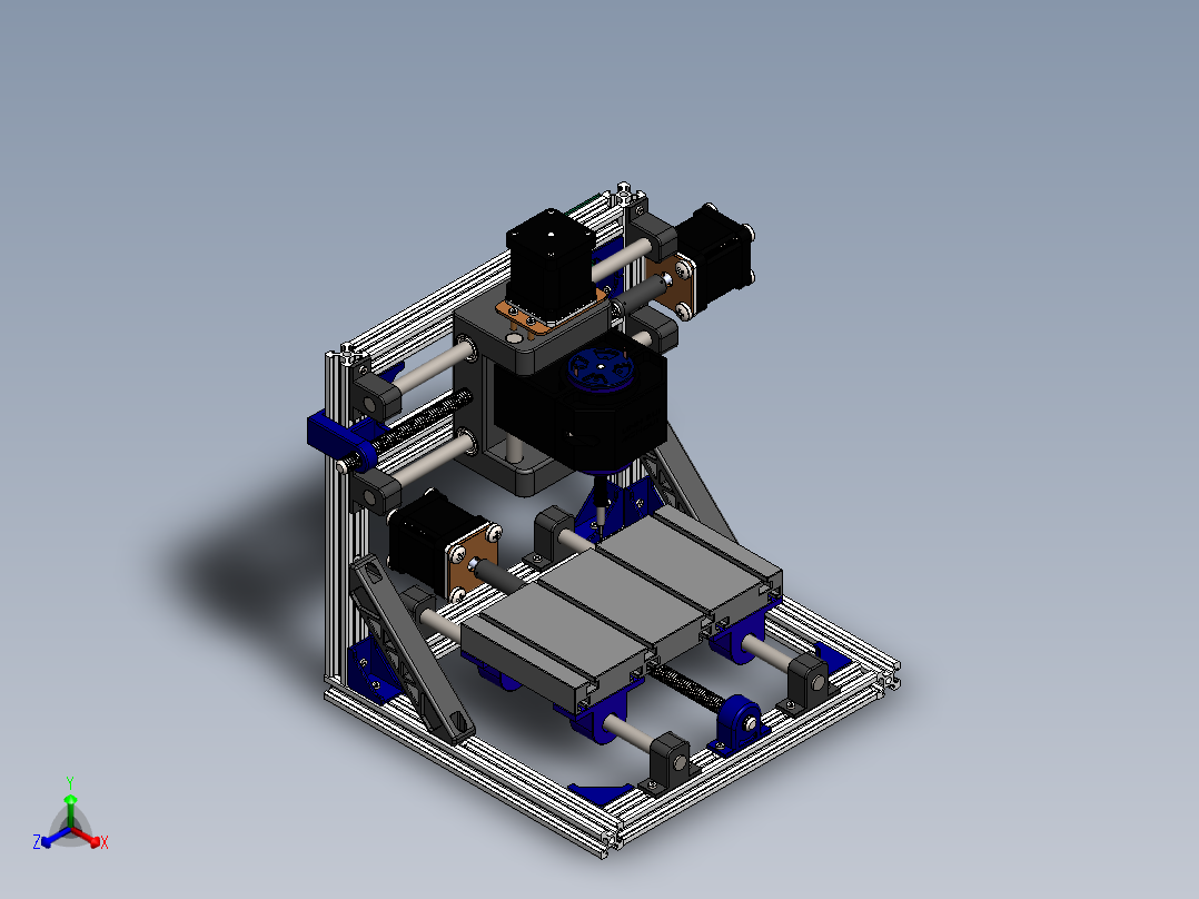 数控小型雕铣床正等轴测图