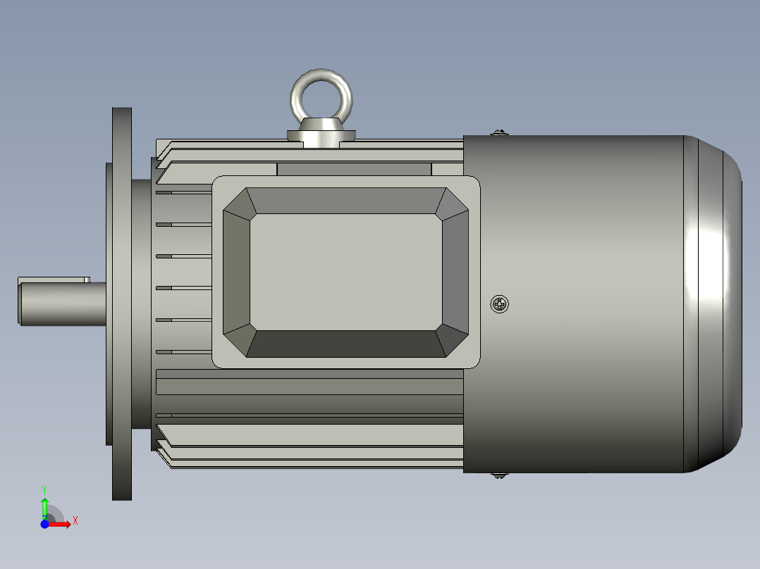 YEJF系列B5型机座不带底脚端盖有凸缘带通孔YEJF100L2-4前视图
