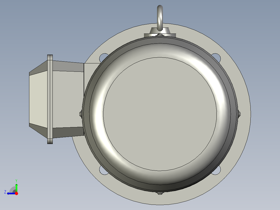 YEJF系列B5型机座不带底脚端盖有凸缘带通孔YEJF100L2-4右视图