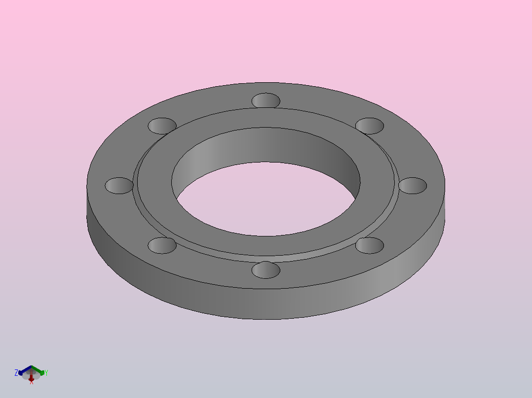 焊接法兰(PN1.6)_法兰 100正等轴测图