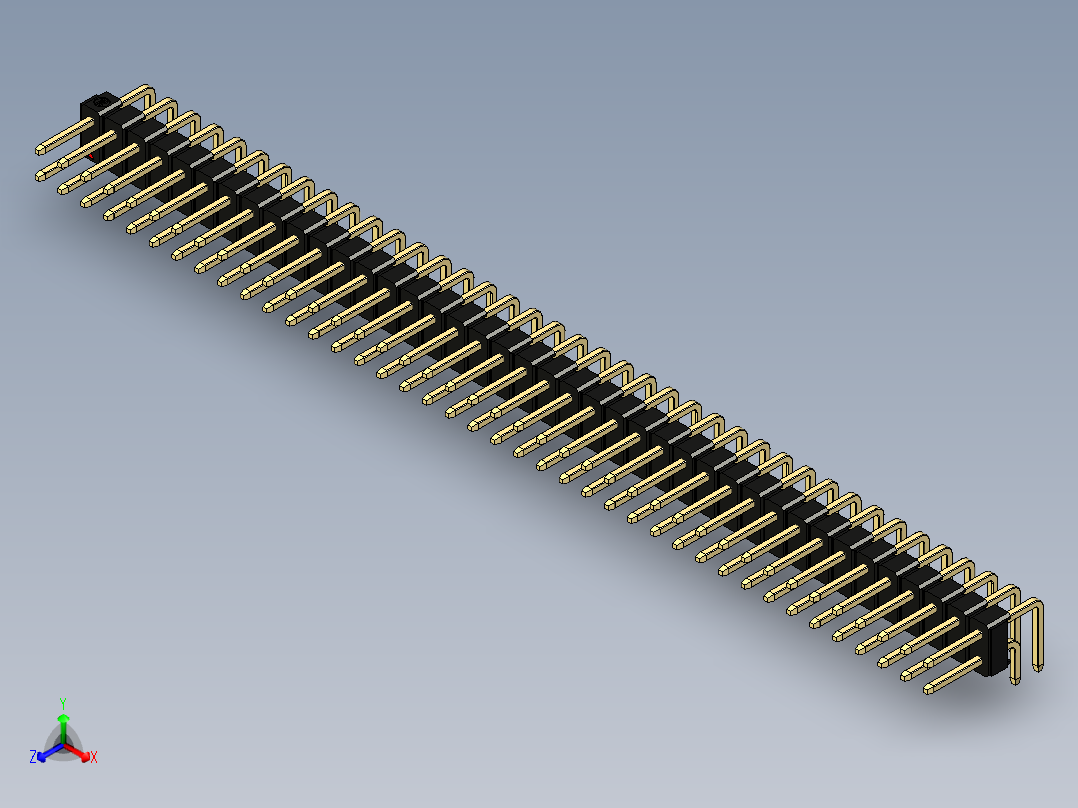 彩色公排针 100mil 2.54mm 系列-DS1022_black_2x40p_100mil_TypeD_rev1.0主视图