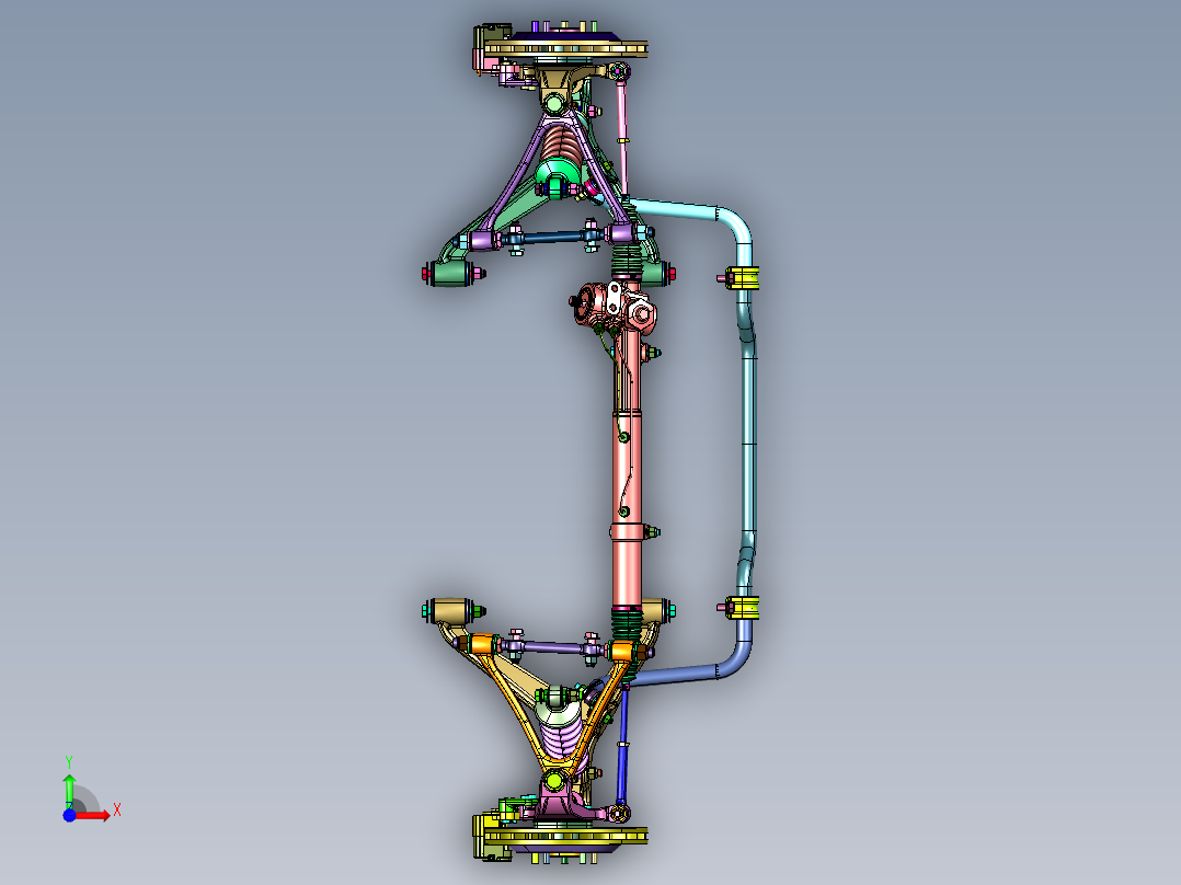 轿车前轮悬挂转向机构前视图