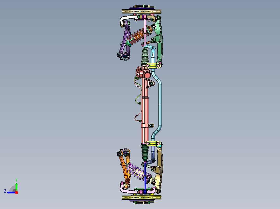 轿车前轮悬挂转向机构右视图