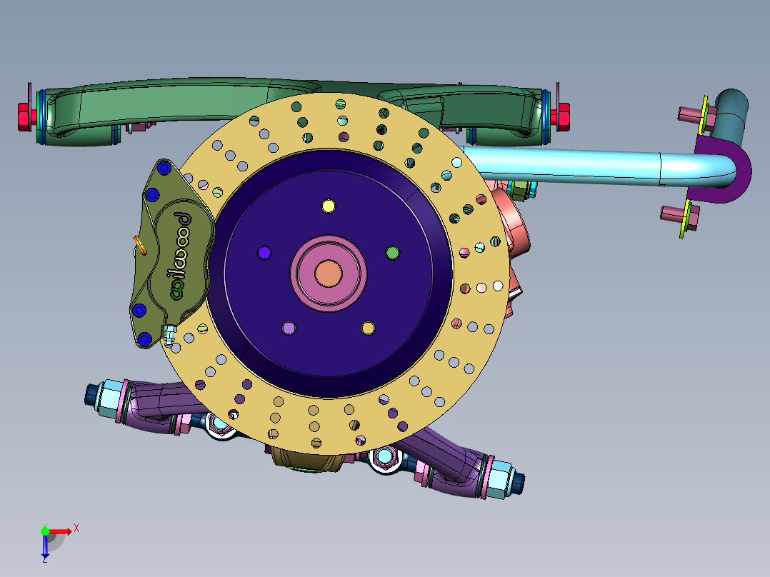 轿车前轮悬挂转向机构俯视图