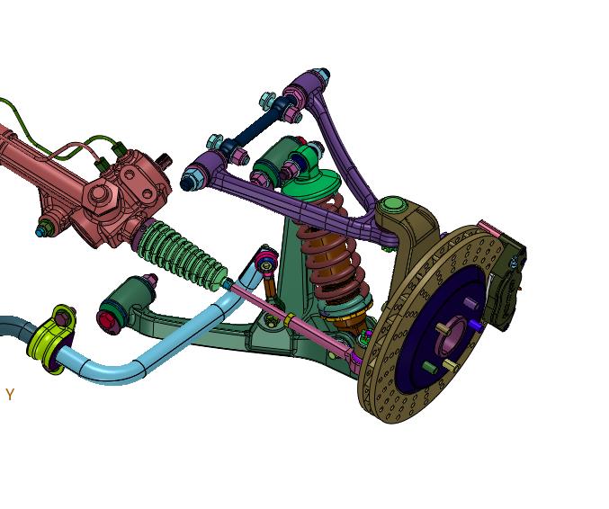 轿车前轮悬挂转向机构