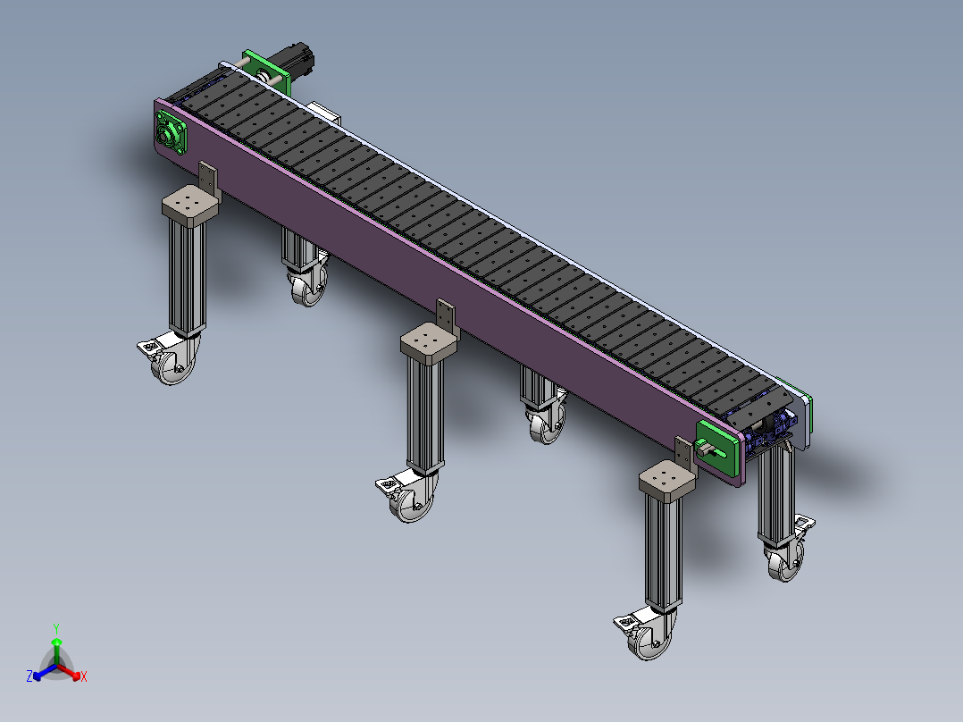 快递分拣流水线sw18可编辑正等轴测图