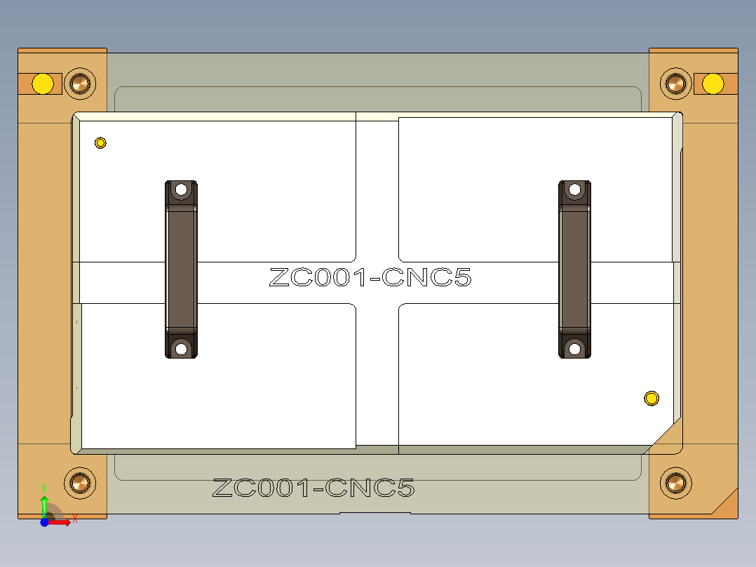ZC001-笔记本CNC工装夹具三维模型CNC5三轴-191219前视图