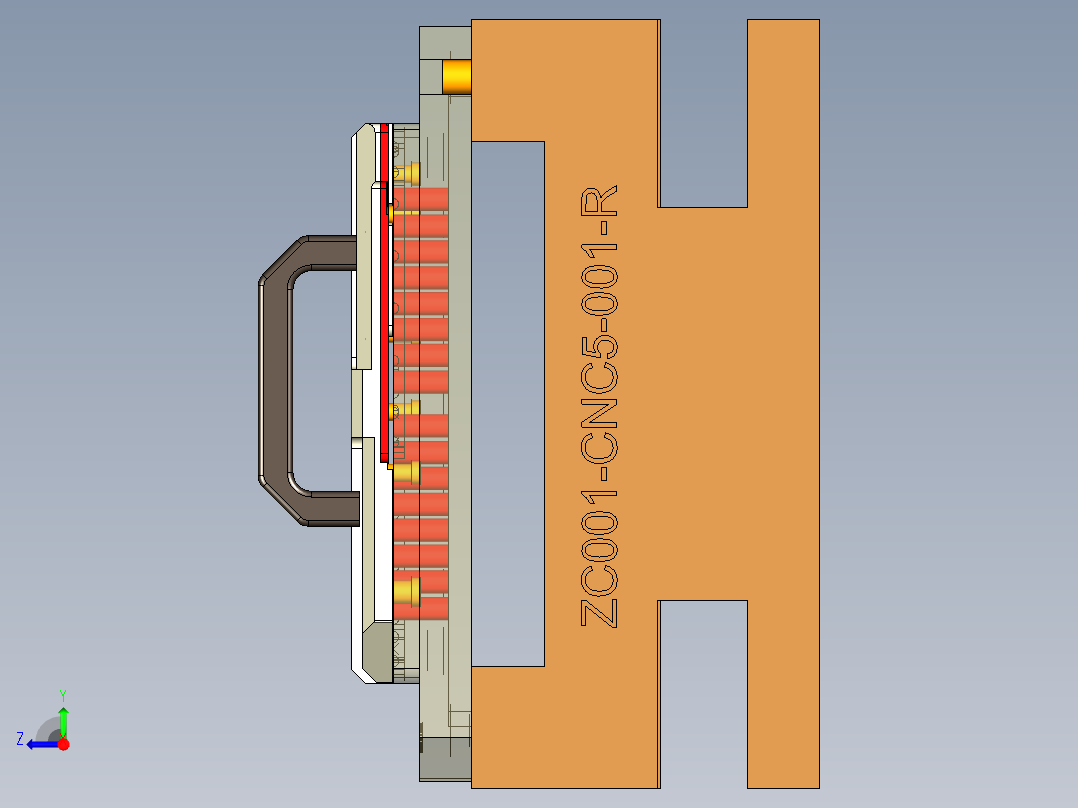 ZC001-笔记本CNC工装夹具三维模型CNC5三轴-191219右视图