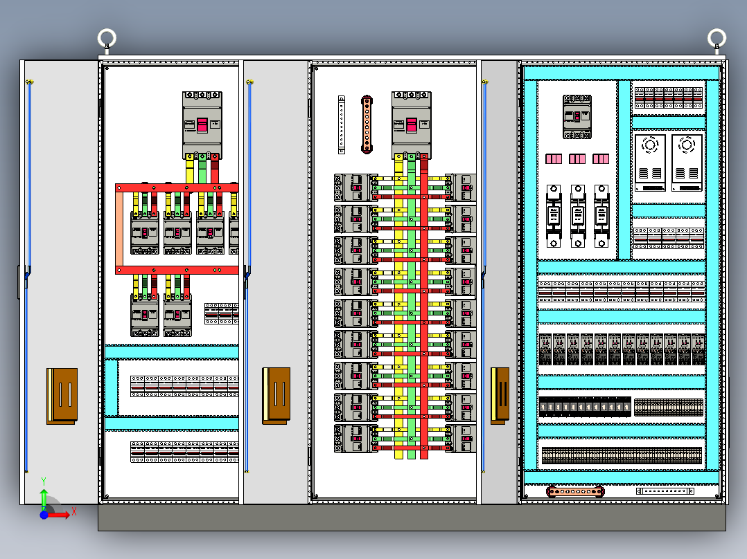 三柜组装630A电源柜消防风机控制柜 55763前视图
