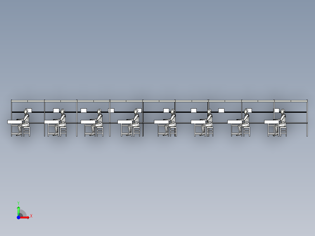 15米长电子装配线前视图