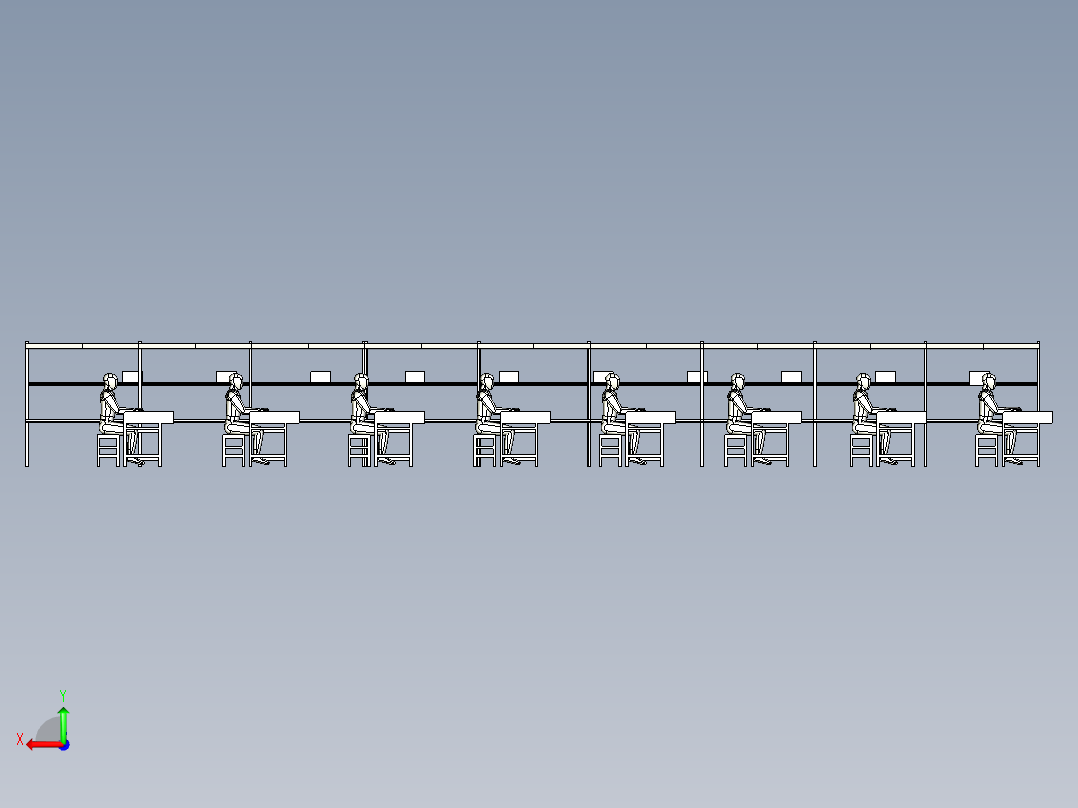15米长电子装配线后视图
