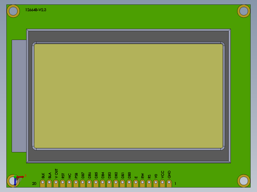 A0002986-LCD 128x64图形LCD模块俯视图