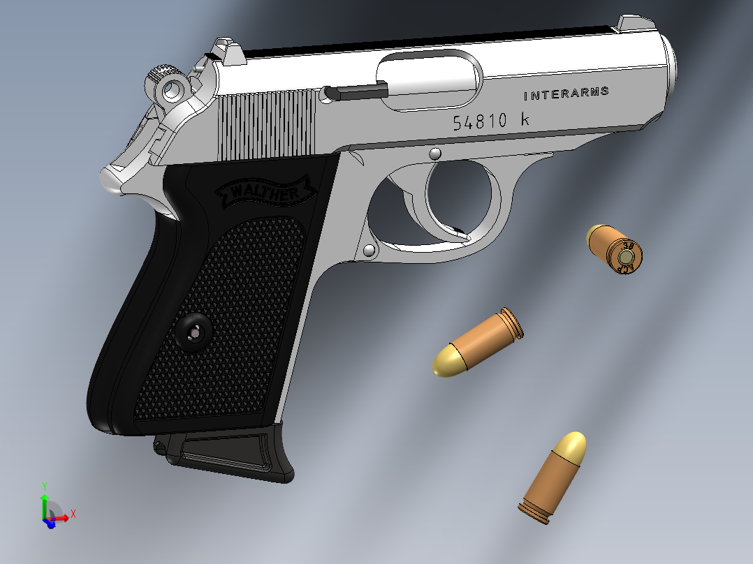 手枪左轮冲锋枪老式狙击步枪设计3D图纸walther-ppk SW IGS