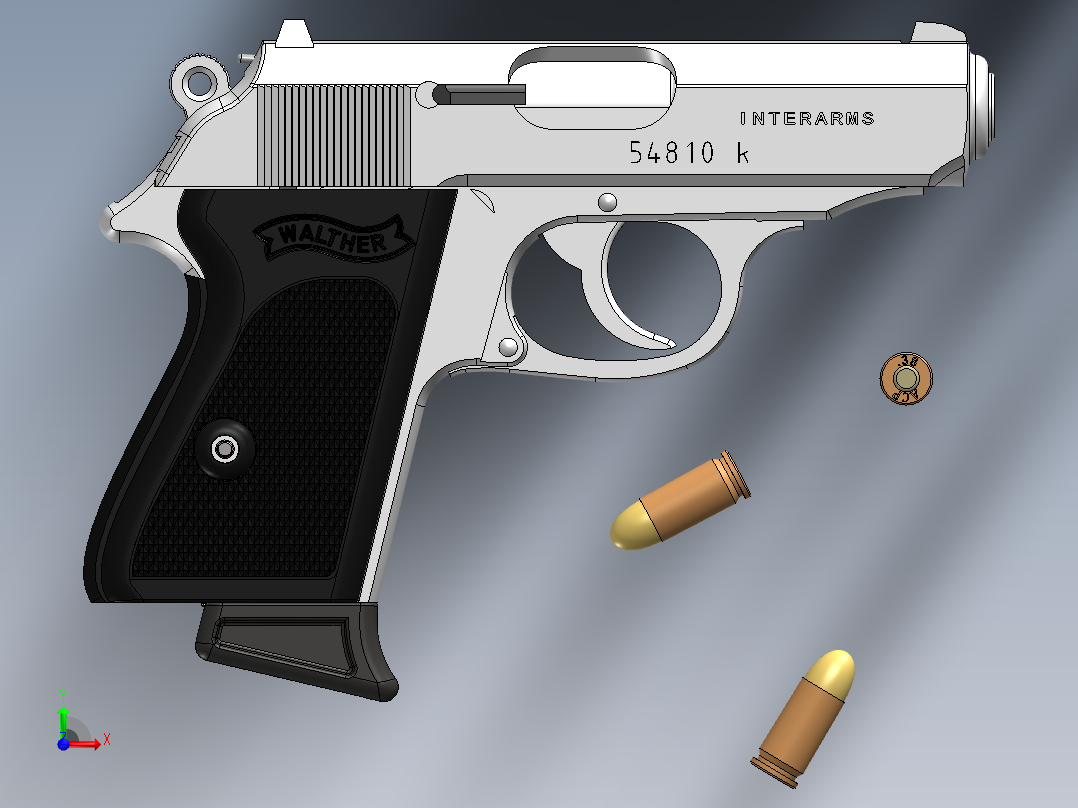 手枪左轮冲锋枪老式狙击步枪设计3D图纸walther-ppk SW IGS前视图