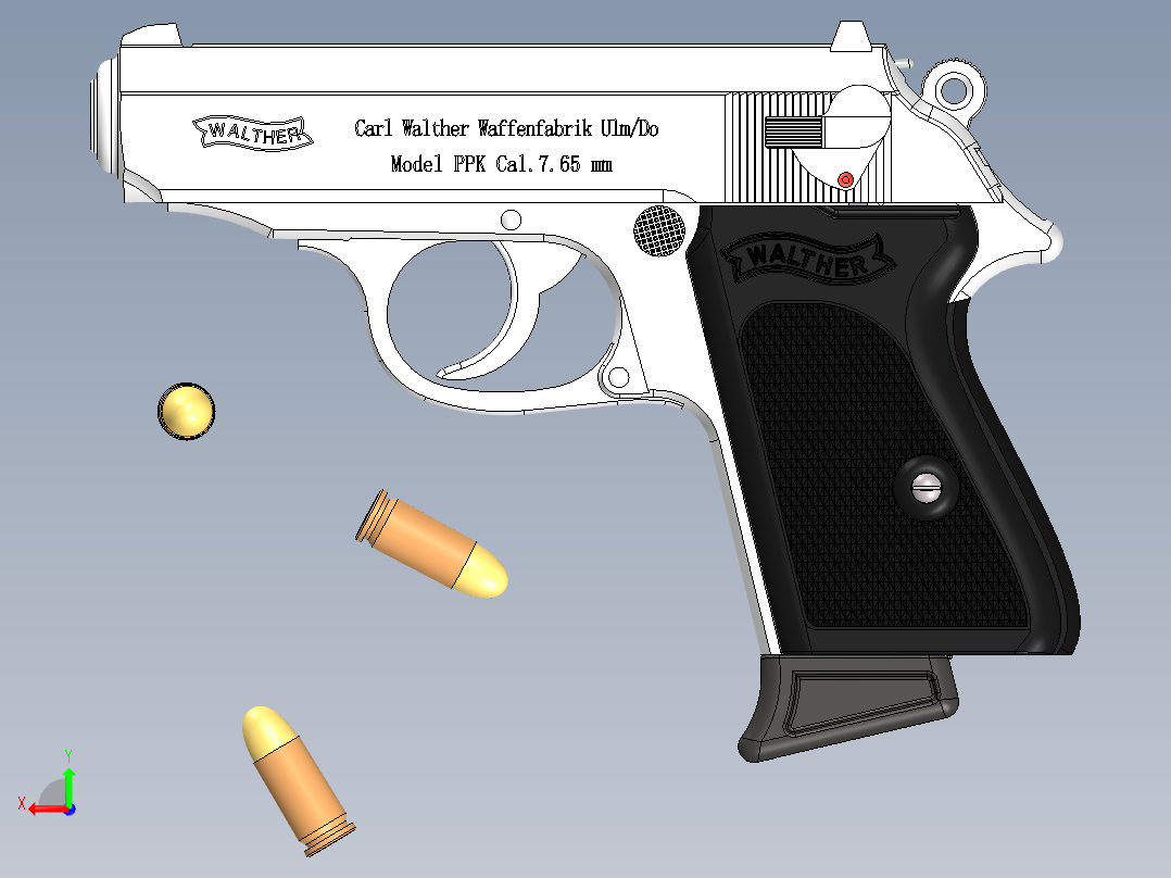 手枪左轮冲锋枪老式狙击步枪设计3D图纸walther-ppk SW IGS后视图