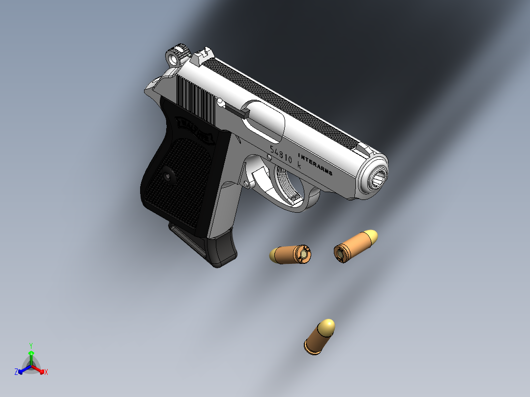 手枪左轮冲锋枪老式狙击步枪设计3D图纸walther-ppk SW IGS正等轴测图