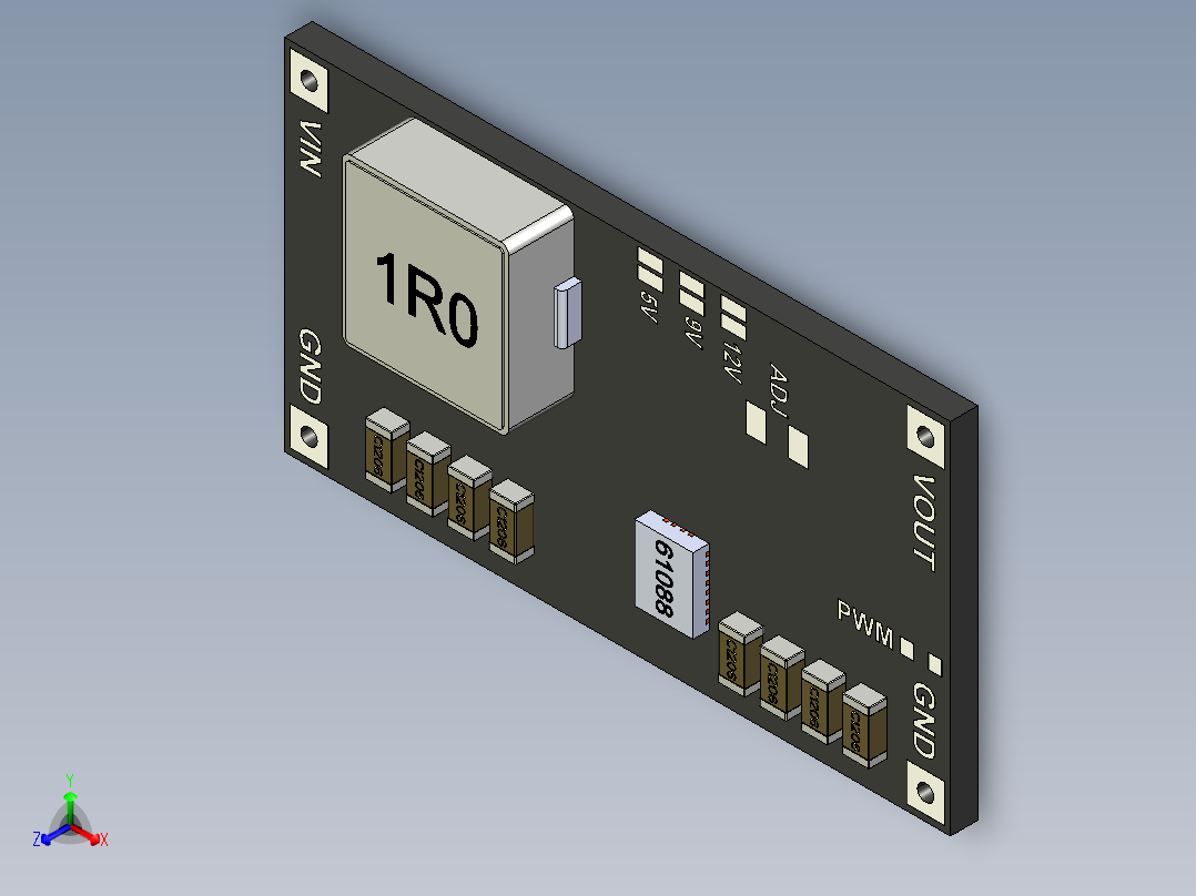 DC_DC模块TPS61088正等轴测图