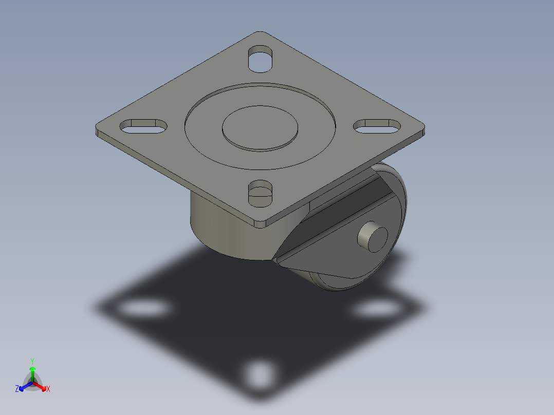 2吋万向方板脚轮(300kg)-主视图