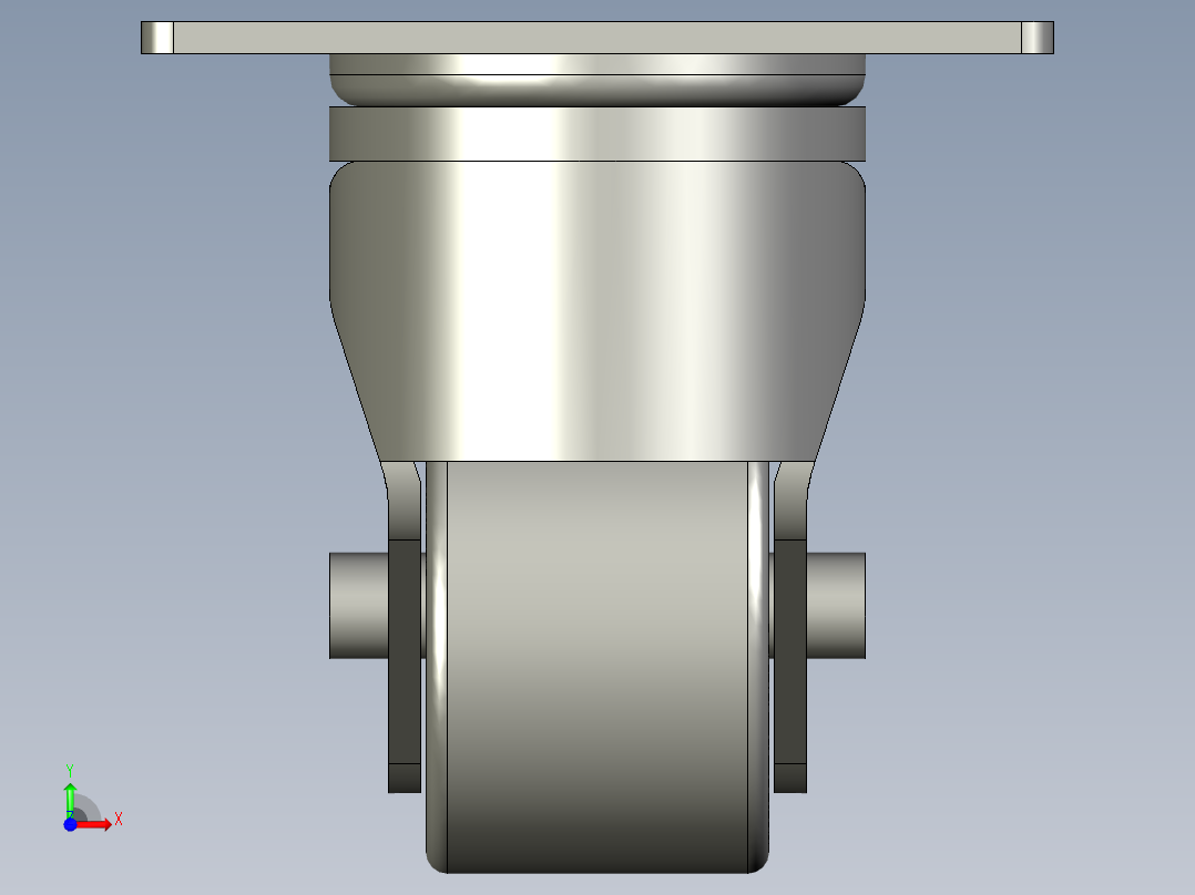 2吋万向方板脚轮(300kg)-前视图