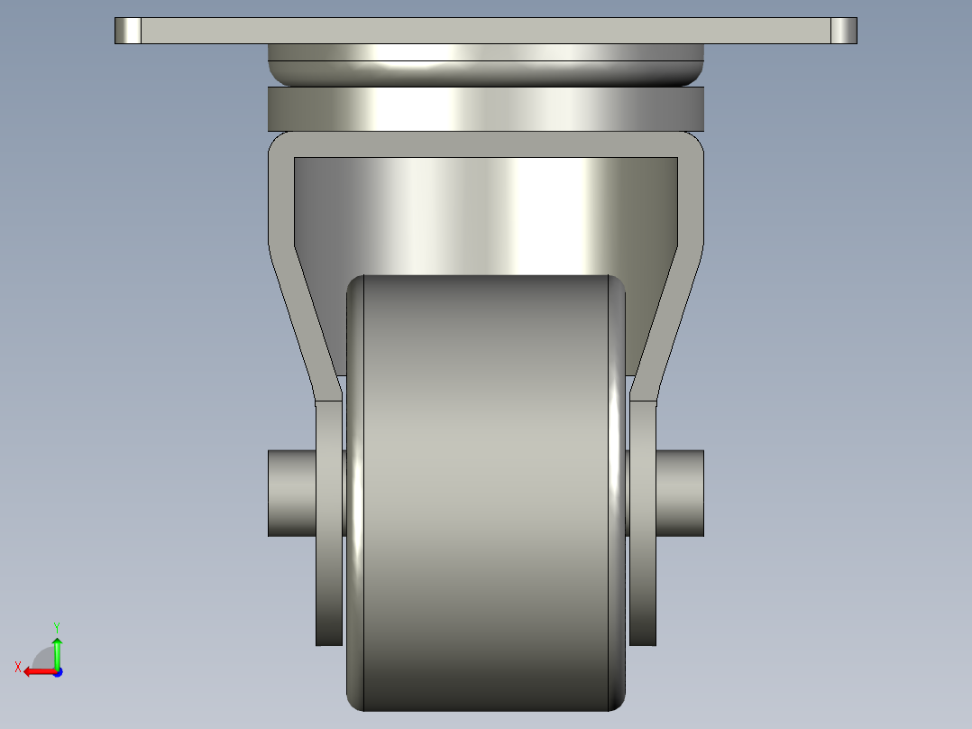 2吋万向方板脚轮(300kg)-后视图