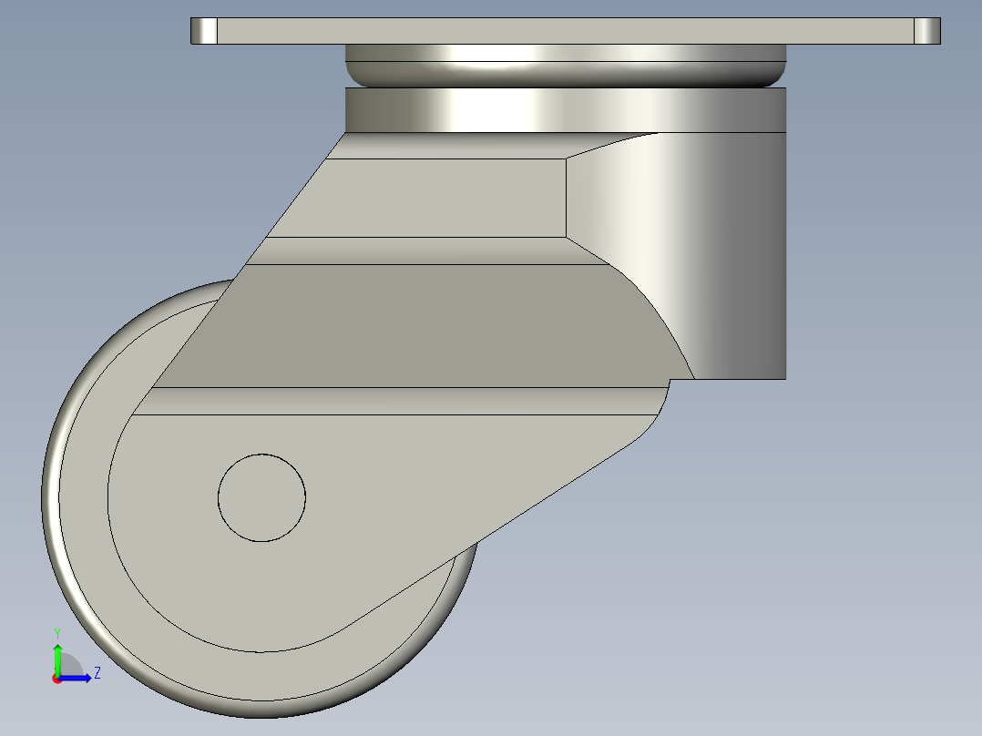 2吋万向方板脚轮(300kg)-左视图