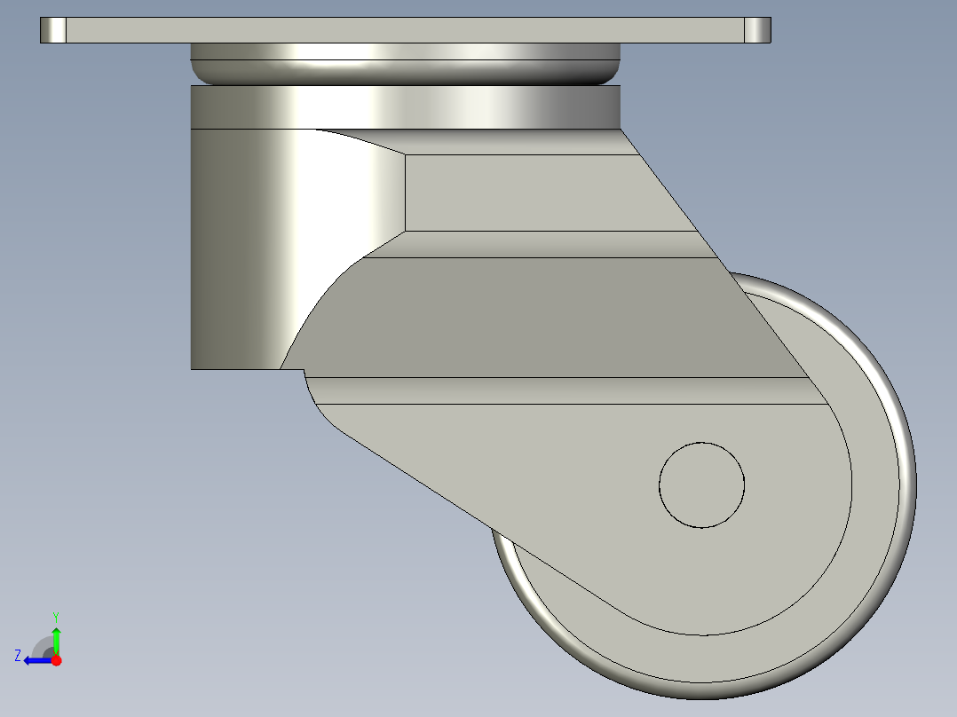 2吋万向方板脚轮(300kg)-右视图