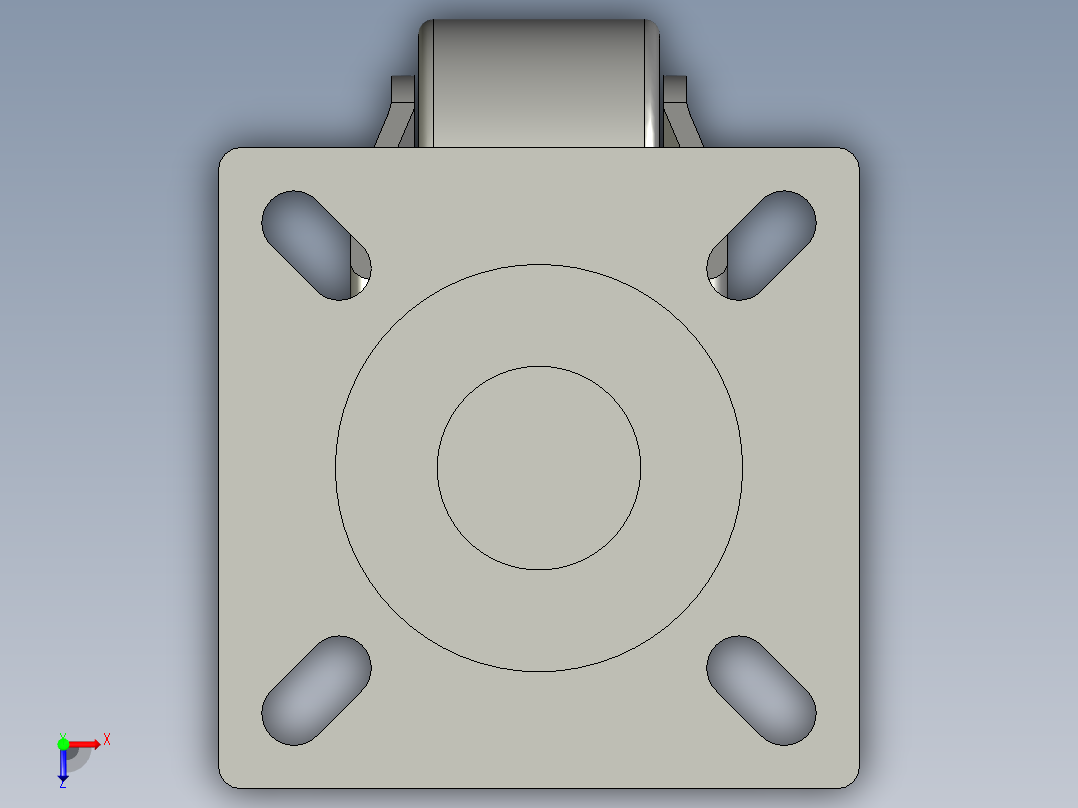 2吋万向方板脚轮(300kg)-俯视图