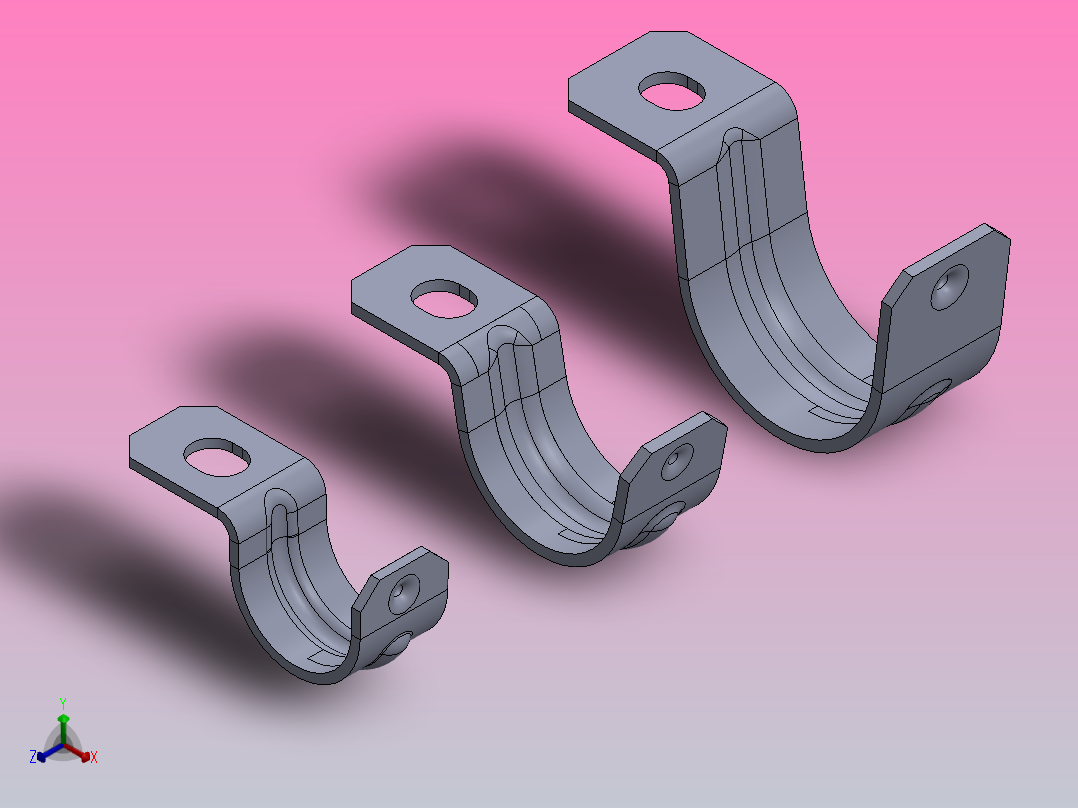 卡箍卡管夹正等轴测图