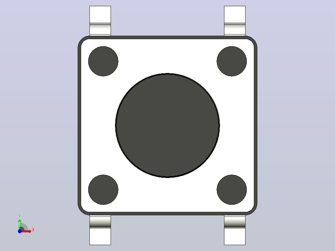 按钮 6x6xH SMD 安装系列。前视图