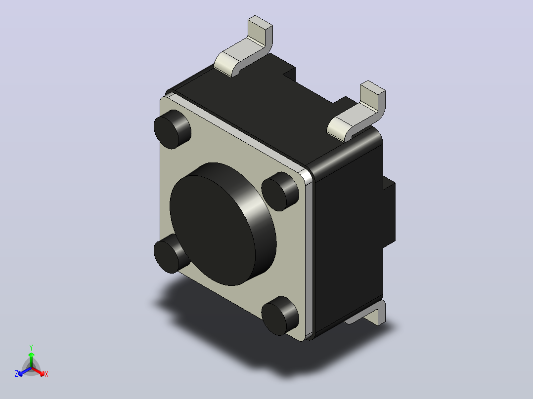 按钮 6x6xH SMD 安装系列。正等轴测图