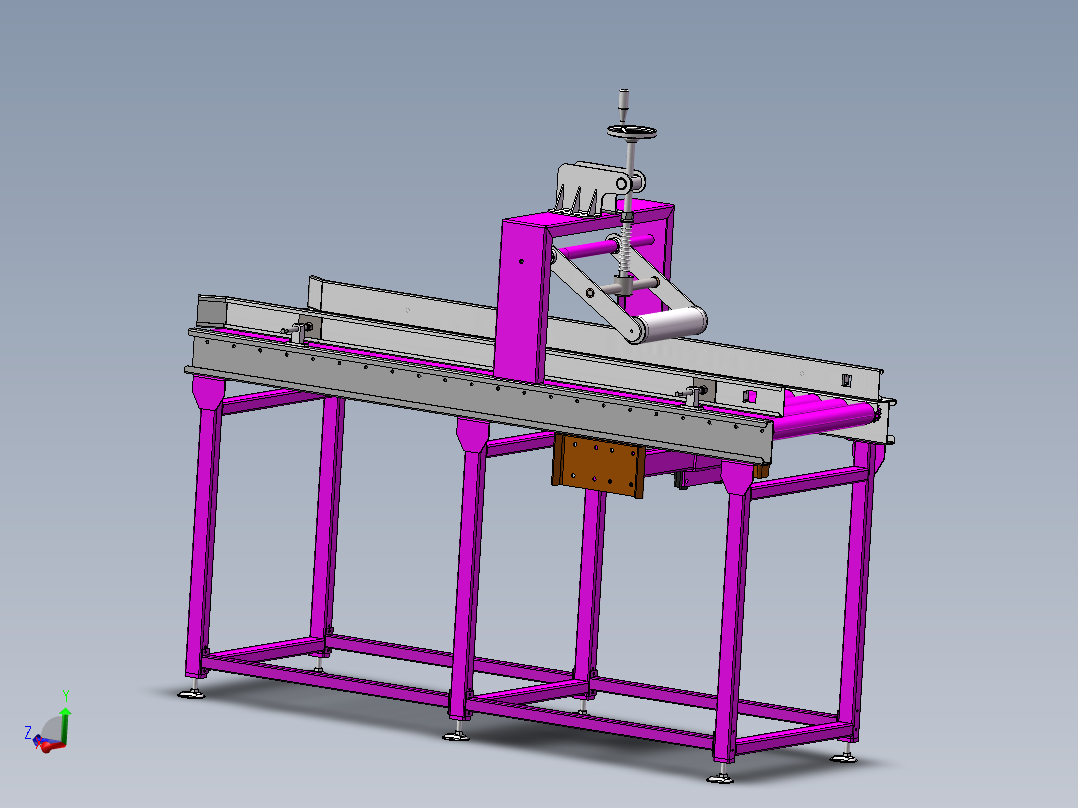 滚筒在线压包输送线3d图纸 滚筒可调缓冲输送线压包结构3d模型