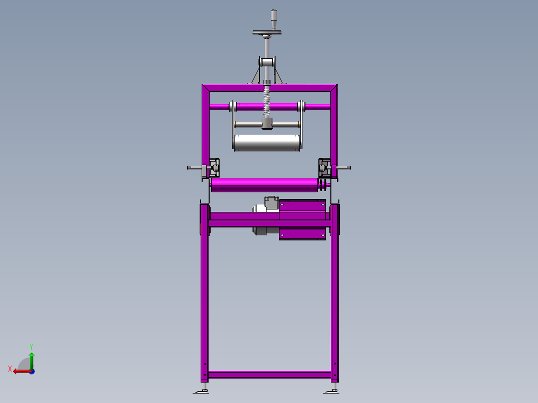 滚筒在线压包输送线3d图纸 滚筒可调缓冲输送线压包结构3d模型后视图