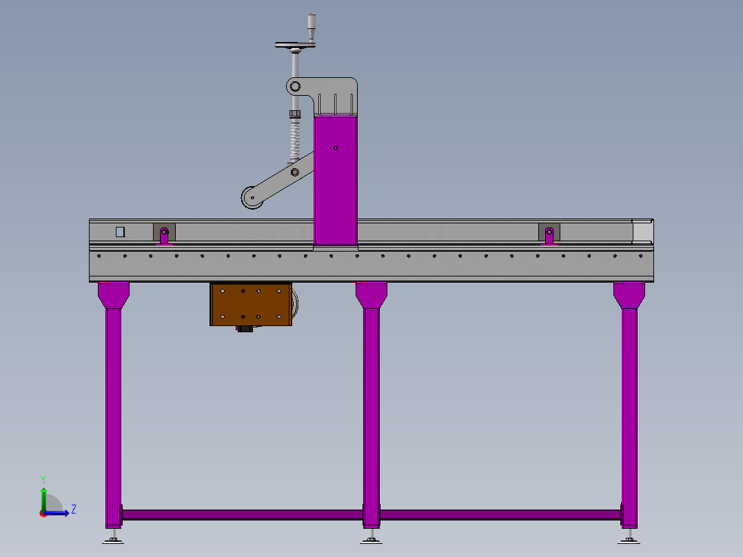 滚筒在线压包输送线3d图纸 滚筒可调缓冲输送线压包结构3d模型左视图