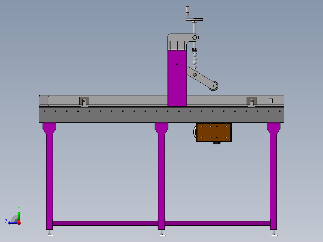 滚筒在线压包输送线3d图纸 滚筒可调缓冲输送线压包结构3d模型右视图