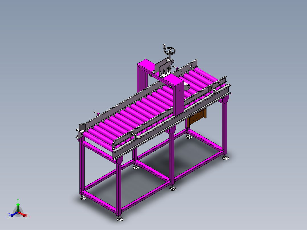 滚筒在线压包输送线3d图纸 滚筒可调缓冲输送线压包结构3d模型正等轴测图