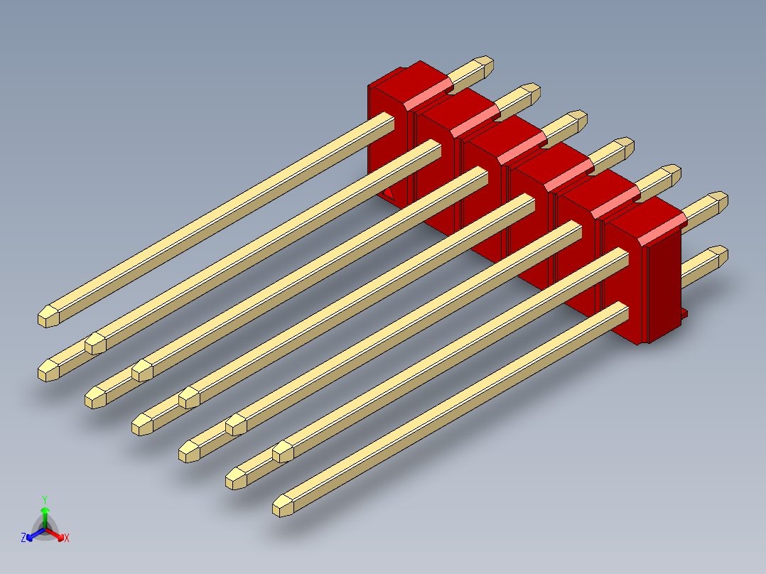 彩色公头100mil（2.54mm）系列-DS1021_red_2x06p_100mil_Type19_rev1.0主视图