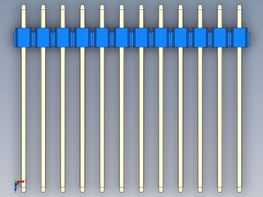 彩色公头100mil（2.54mm）系列-DS1021_blue_1x12p_100mil_Type19_rev1.0俯视图