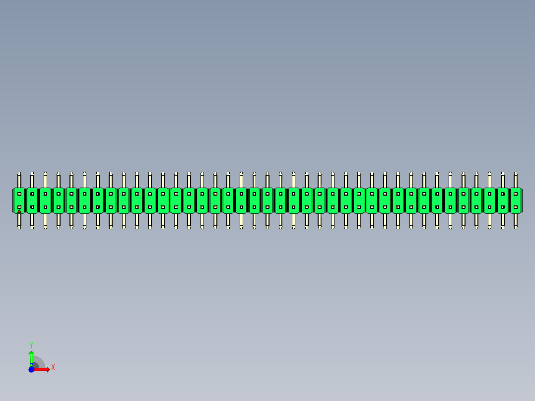 彩色公排针 100mil 2.54mm 系列-DS1022_green_78p_100mil_TypeSMT_rev1.0前视图