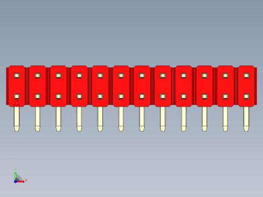 彩色公排针 100mil 2.54mm 系列-DS1022_red_2x12p_100mil_TypeD_rev1.0前视缩略图