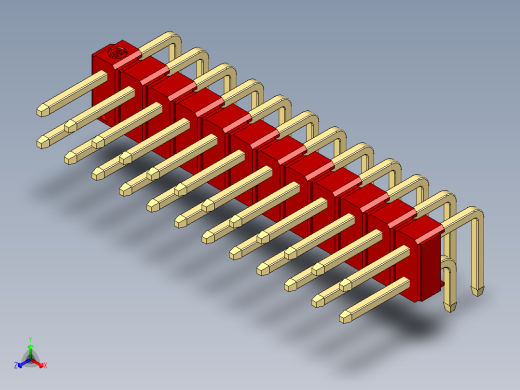 彩色公排针 100mil 2.54mm 系列-DS1022_red_2x12p_100mil_TypeD_rev1.0正等轴测缩略图