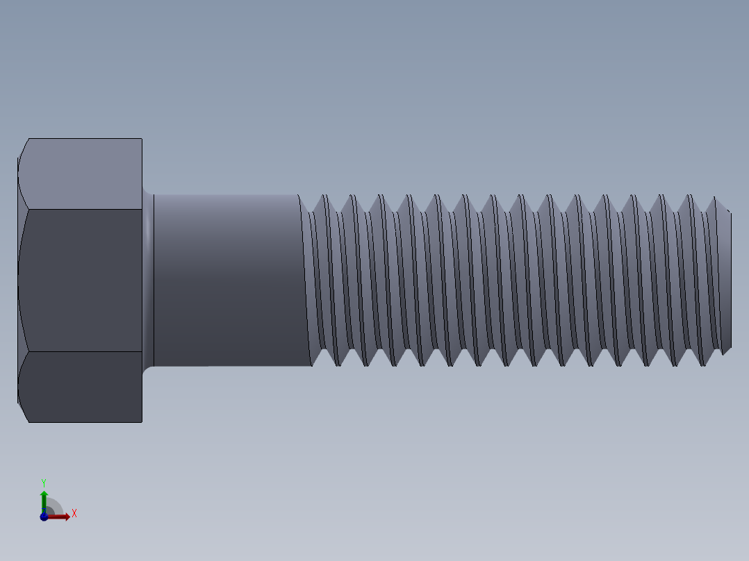 UNC 六角螺栓-Hex Bolt 0.4375-14 x 1.5.SLDPRT前视图