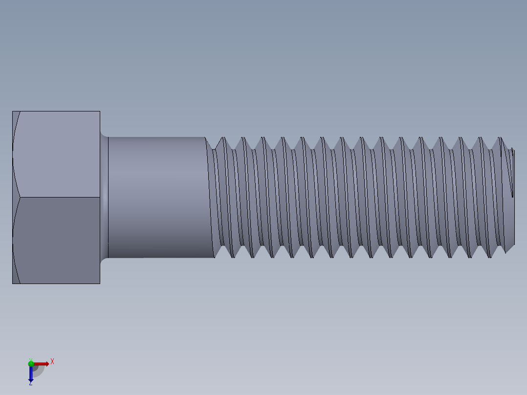 UNC 六角螺栓-Hex Bolt 0.4375-14 x 1.5.SLDPRT俯视图
