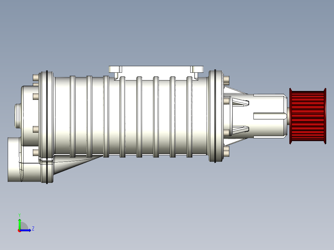 2 Lysholm螺杆空气压缩机三维模型左视图